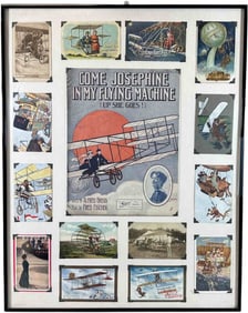 FRAMED AVIATION SHEET MUSIC & POSTCARDS