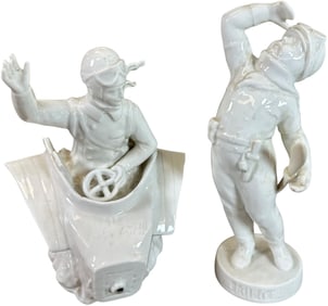 PAIR OF PORCELAIN AVIATION FIGURINES