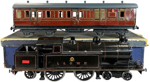 BING LNWR TANK LOCO W/ CARETTE BAGGAGE