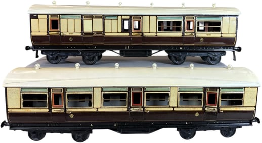 TWO LITHOGRAPHED PASSENGER CARS