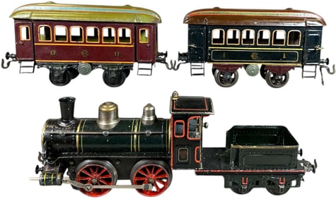 EARLY HAND PAINTED BING PASSENGER SET