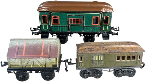 THREE BING LITHOGRAPHED TRAIN CARS