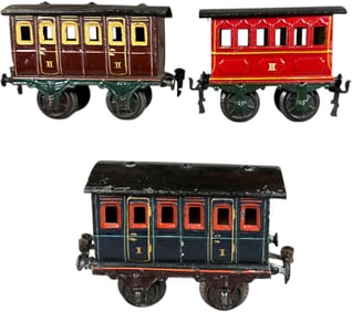 THREE HAND PAINTED MARKLIN PASSENGER CARS