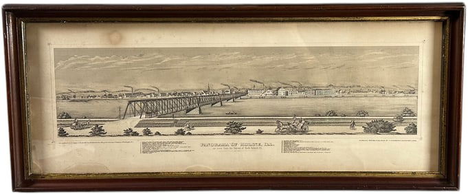 FRAMED MOLINE ILLINOIS 1873 PANORAMA PRINT