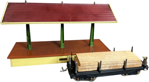 LIONEL NO.155 FREIGHT SHED & NO.211 FLAT CAR