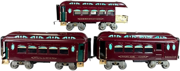 EARLY LIONEL 180 181 182 MAROON PASSENGER CARS