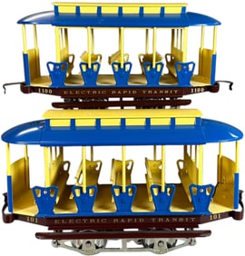 TWO BLUE & YELL ELECTRIC RAPID TRANSIT 1100