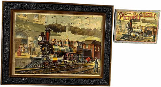 FRAMED LOCOMOTIVE 623 AT STATION PUZZLE W/ BOX