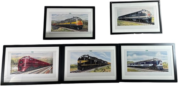 FIVE GENERAL MOTORS DIESEL LOCOMOTIVE PRINTS