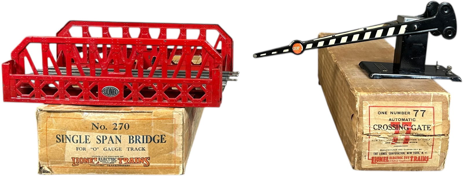 BOXED LIONEL NO270 BRIDGE & NO.77 CROSSING GATE (1 of 6)