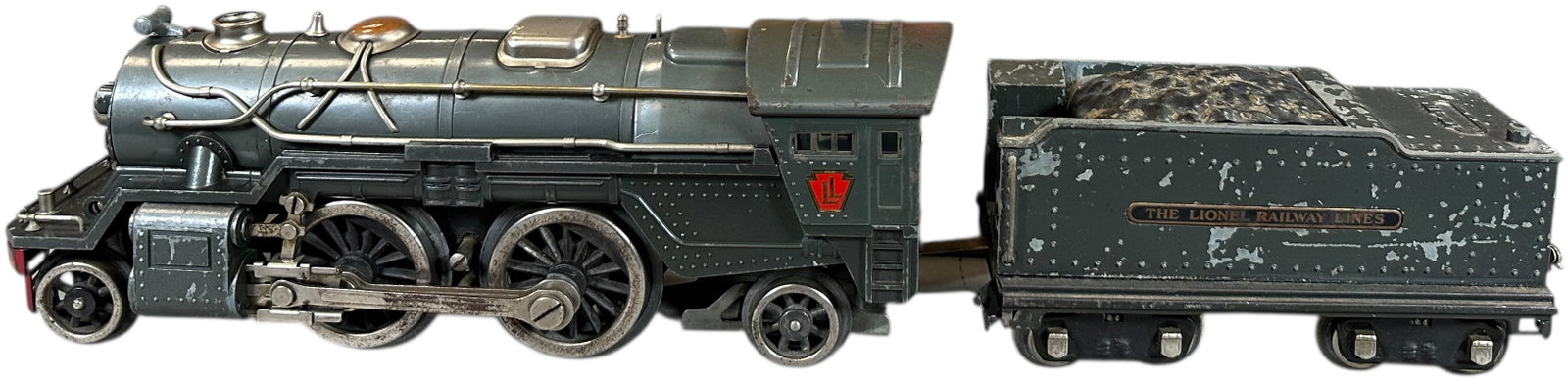 LIONEL GREY 385E & 385W TENDER: 479. LIONEL GREY 385E & 385W TENDER | Standard gauge. | 14" l. loco | (Very Good to Excellent Condition) | $400 - $700