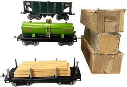 BOXED PREWAR LIONEL NICKEL 211 & BRASS 215 & 216