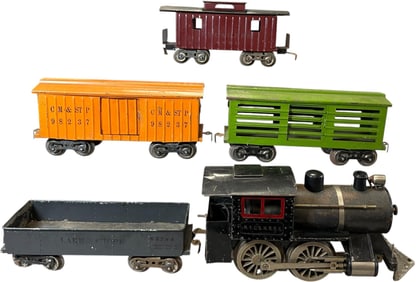 LIONEL NO.5 LOCOMOTIVE & 100 SERIES FREIGHTS