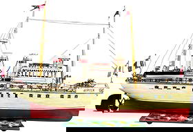 MARKLIN JUPITER LUXURY SHIP: 78. MARKLIN JUPITER LUXURY SHIP | Germany, clockwork driven, rare toy as many children of the early 1900's often would have preferred a toy battleship to a luxury leisure boat such as this. Ex: The To