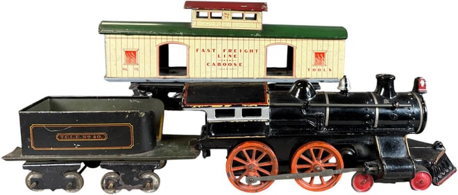 EARLY IVES NO. 40 FLOOR LOCO AND CABOOSE