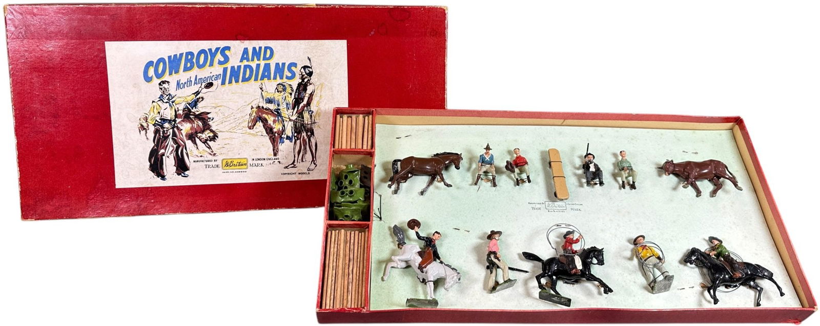 RARE BRITAINS RODEO SET 2043: 267. RARE BRITAINS RODEO SET 2043 | Tied in original box, post war Rodeo set made only 1950-1959. | 54mm | (Mint Condition) | $300 - $500