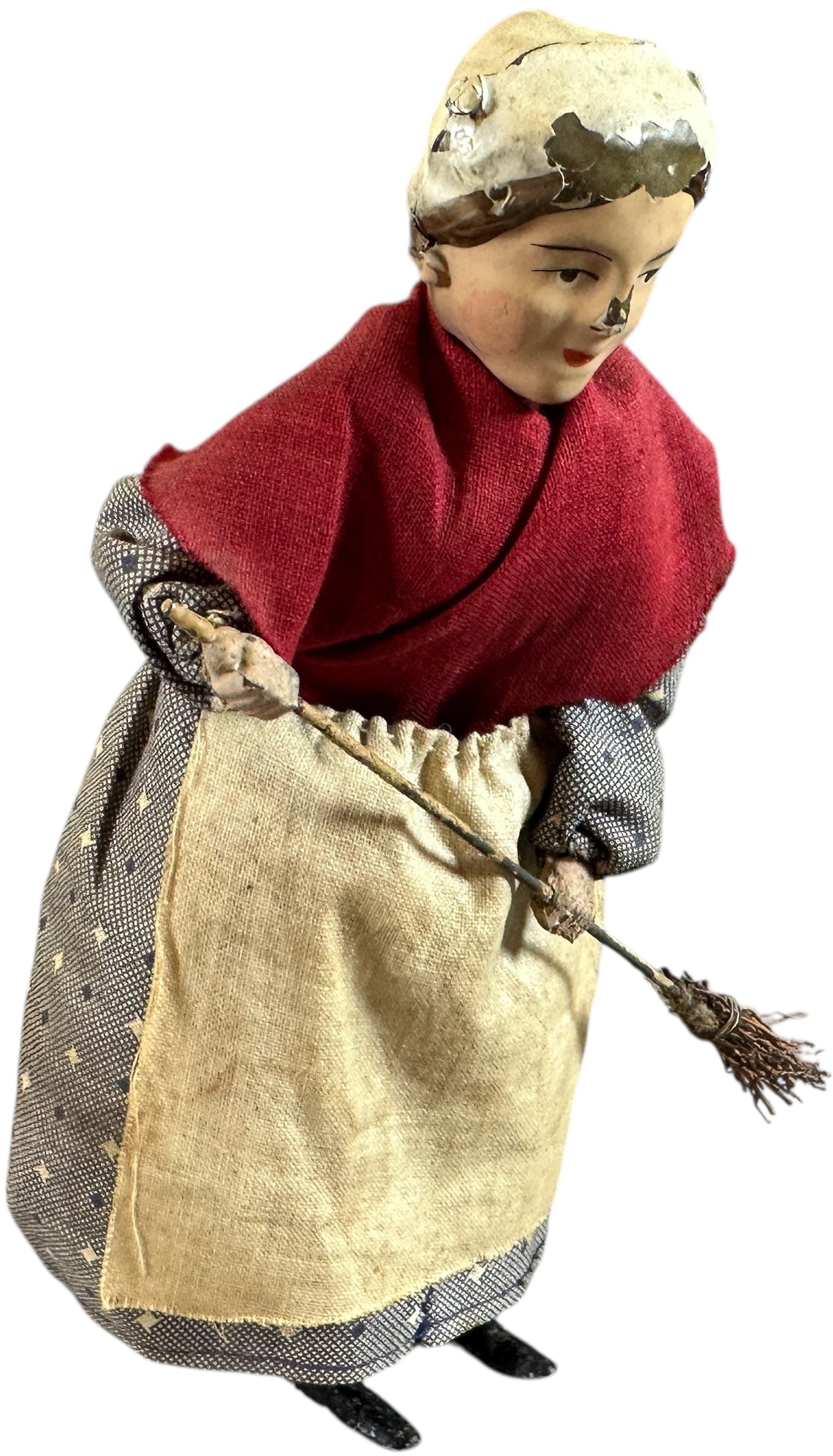 FERNAND MARTIN WOMAN SWEEPING BROOM: 289. FERNAND MARTIN WOMAN SWEEPING BROOM | France circa 1895, wind-up motion, "Ma Portiere," early Martin version, a wonderful depiction of an important part of Parisian life, the French housekeeper.