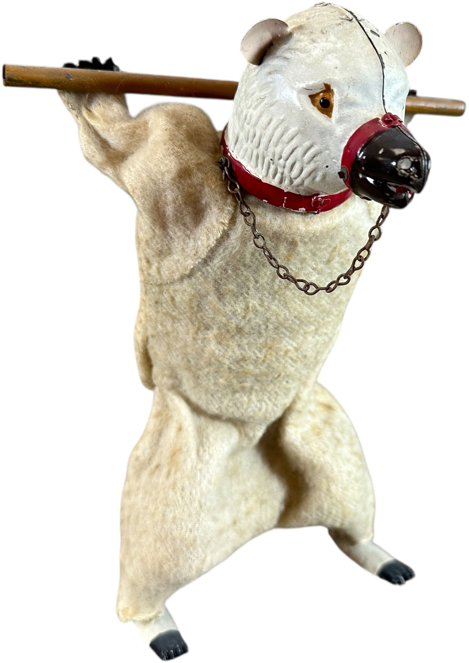 FERNAND MARTIN PERFORMING BEAR: 291. FERNAND MARTIN PERFORMING BEAR | France, circa 1903, wind-up motor, "L'ours Martin," the key at rear identifies toy as a Type 5 Georges Flersheim production per the Fernand Martin book. | 8 " h.