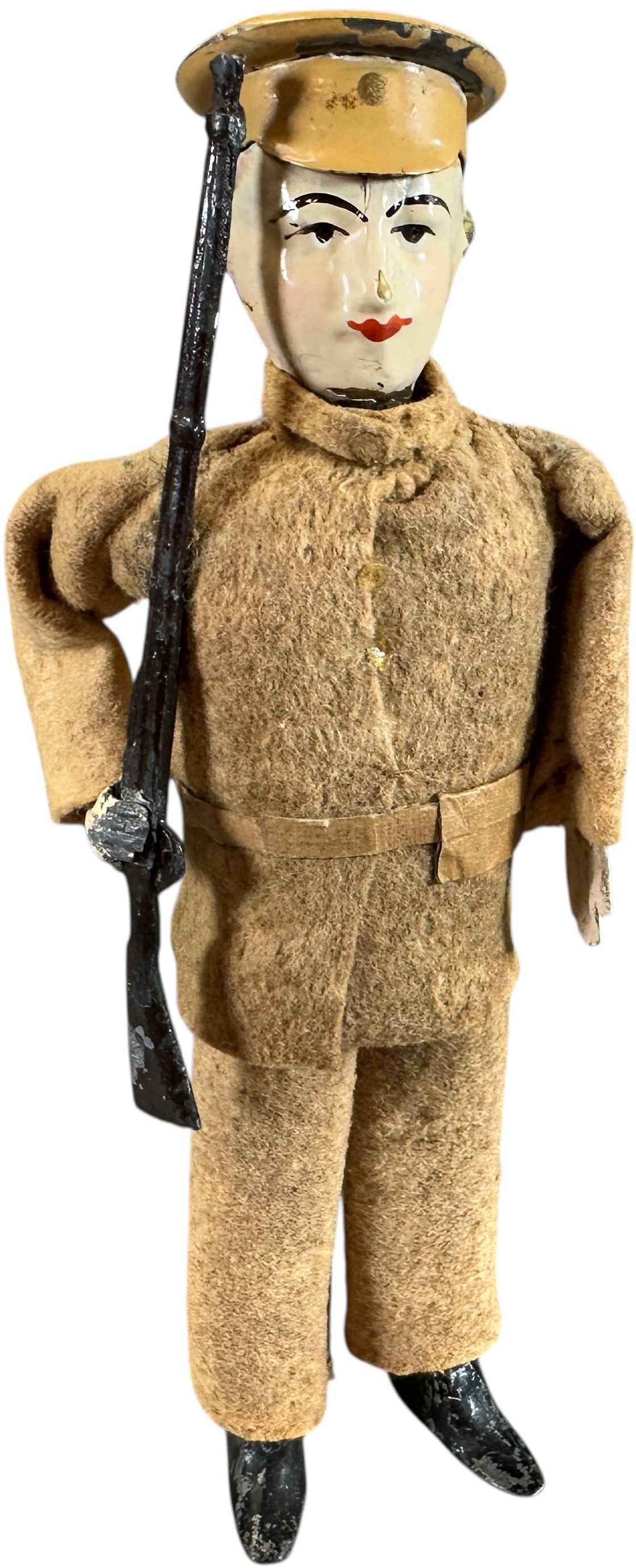 FERNAND MARTIN AMERICAN SOLDIER: 294. FERNAND MARTIN AMERICAN SOLDIER | France circa 1914, wind-up motor, "Soldat American," was created for the American market pre WWI by Georges Flersheim in hopes of demonstrating support for a fri