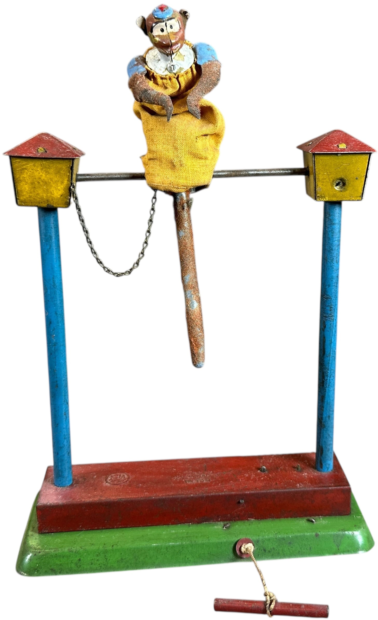 FERNAND MARTIN PERFORMING MONKEY: 328. FERNAND MARTIN PERFORMING MONKEY | France, circa 1908, wind-up motion, "Le Singe Savant" wound by pulling string, when activated the balancing monkey appears to be dancing with motions along the