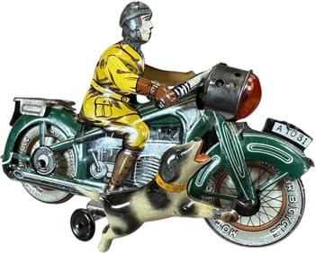 JAPANESE DOG CHASING MOTORCYCLE TOY