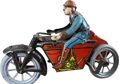LARGE INDIAN CYCLE W/ SIDECAR PENNY TOY
