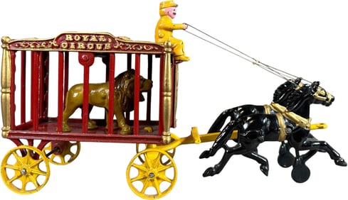 HUBLEY REDUCED CIRCUS LION CAGE WAGON