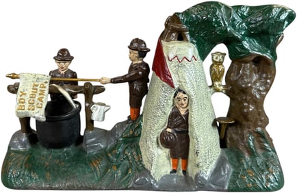 BOY SCOUT CAMP MECHANICAL BANK