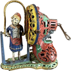GIRL SKIPPING ROPE MECHANICAL BANK