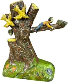 BOY ROBBING NEST MECHANICAL BANK