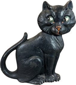 BLACK SITTING CAT DOORSTOP