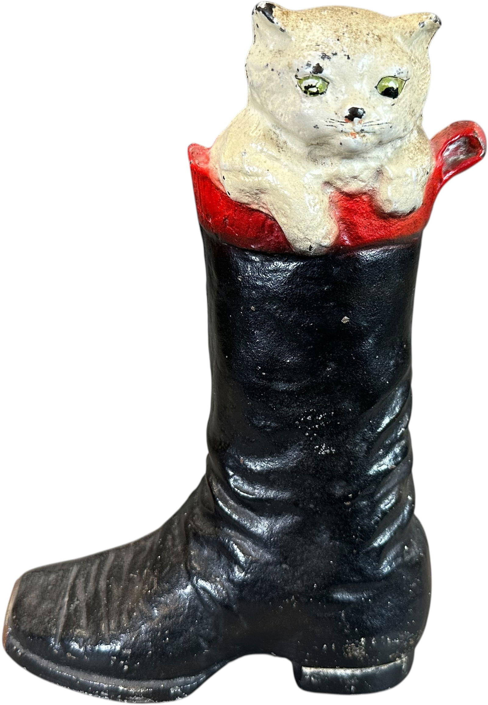 PUSS IN BOOTS DOORSTOP: 1192. PUSS IN BOOTS DOORSTOP | "Creations Co., Copyright 1930, 187." | 8" h. | (Excellent Condition) | $200 - $400