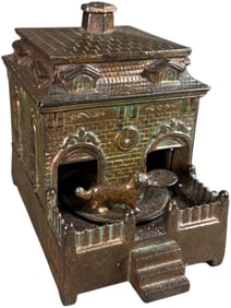 DOG ON TURNTABLE MECHANICAL BANK