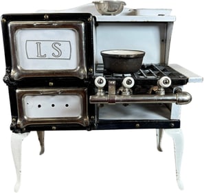 LARGE PORCELAIN OVER CAST IRON STOVE