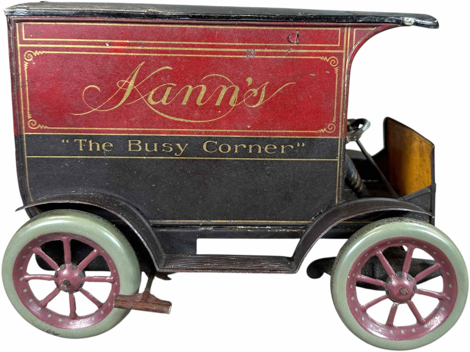 HANS EBERL KANNS DELIVERY VAN: 129. HANS EBERL KANNS DELIVERY VAN | Germany, wind-up motor, one of a series of private labels made by company for department stores, ''Kann's, The Busy Corner,'' of Washington DC, this is a very rare