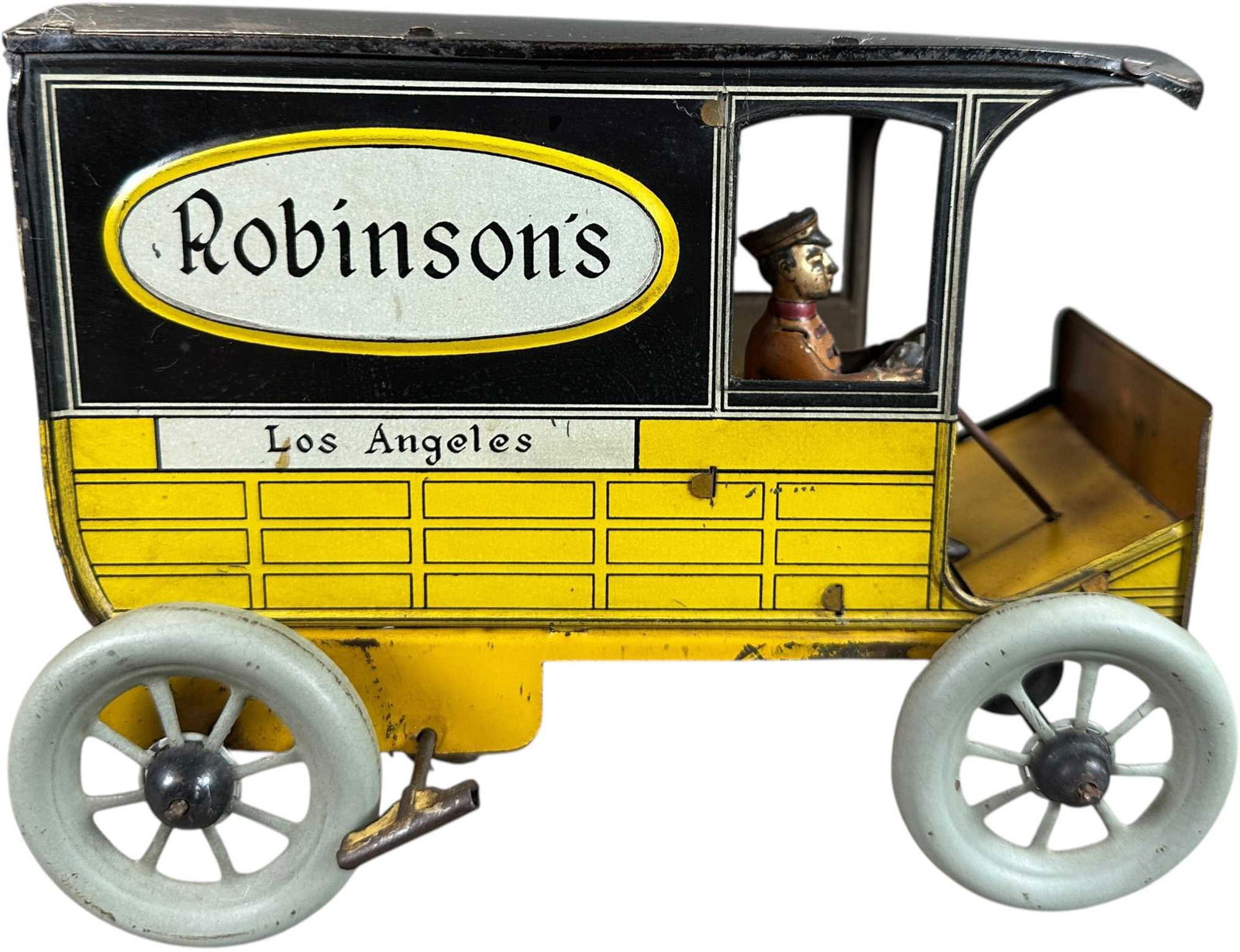 HANS EBERL ROBINSONS LA DELIVERY VAN: 137. HANS EBERL ROBINSONS LA DELIVERY VAN | Germany, wind-up motor, one of a series of private labels made by company for department stores, 'Robinson's. Los Angeles,'' a scarce early example. | Prove