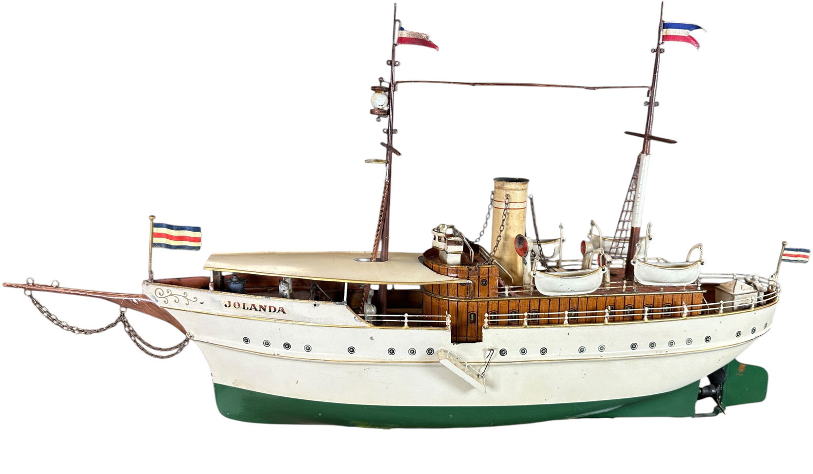 AUTHENTIC MARKLIN JOLANDA YACHT: 241. AUTHENTIC MARKLIN JOLANDA YACHT | Germany, circa 1909-1928, clockwork driven, this boat was one of the most popular and longest produced of the companies ships. | Provenance: The Maloy Collection