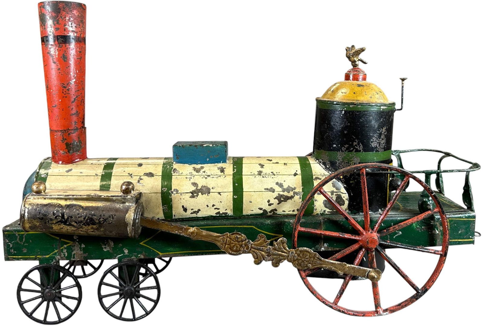 MASSIVE EARLY AMERICAN TIN LOCOMOTIVE ENGINE (1 of 10)