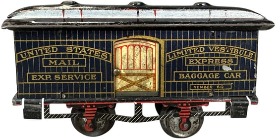 EARLY IVES BLUE BAGGAGE CAR