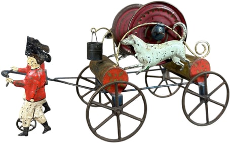 GEORGE BROWN FIREMEN PULLING HOSE REEL