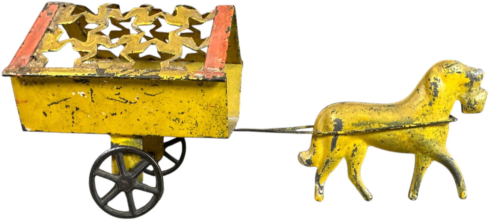 FALLOWS STAR CUT OUT WAGON W/ DOG: 378. FALLOWS STAR CUT OUT WAGON W/ DOG | Provenance: The Maloy Collection. | 6.5" l. | (Excellent Condition) | $400 - $700