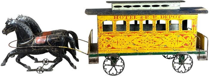 LARGE FALLOWS TROLLEY W/ EMBOSSED HORSES