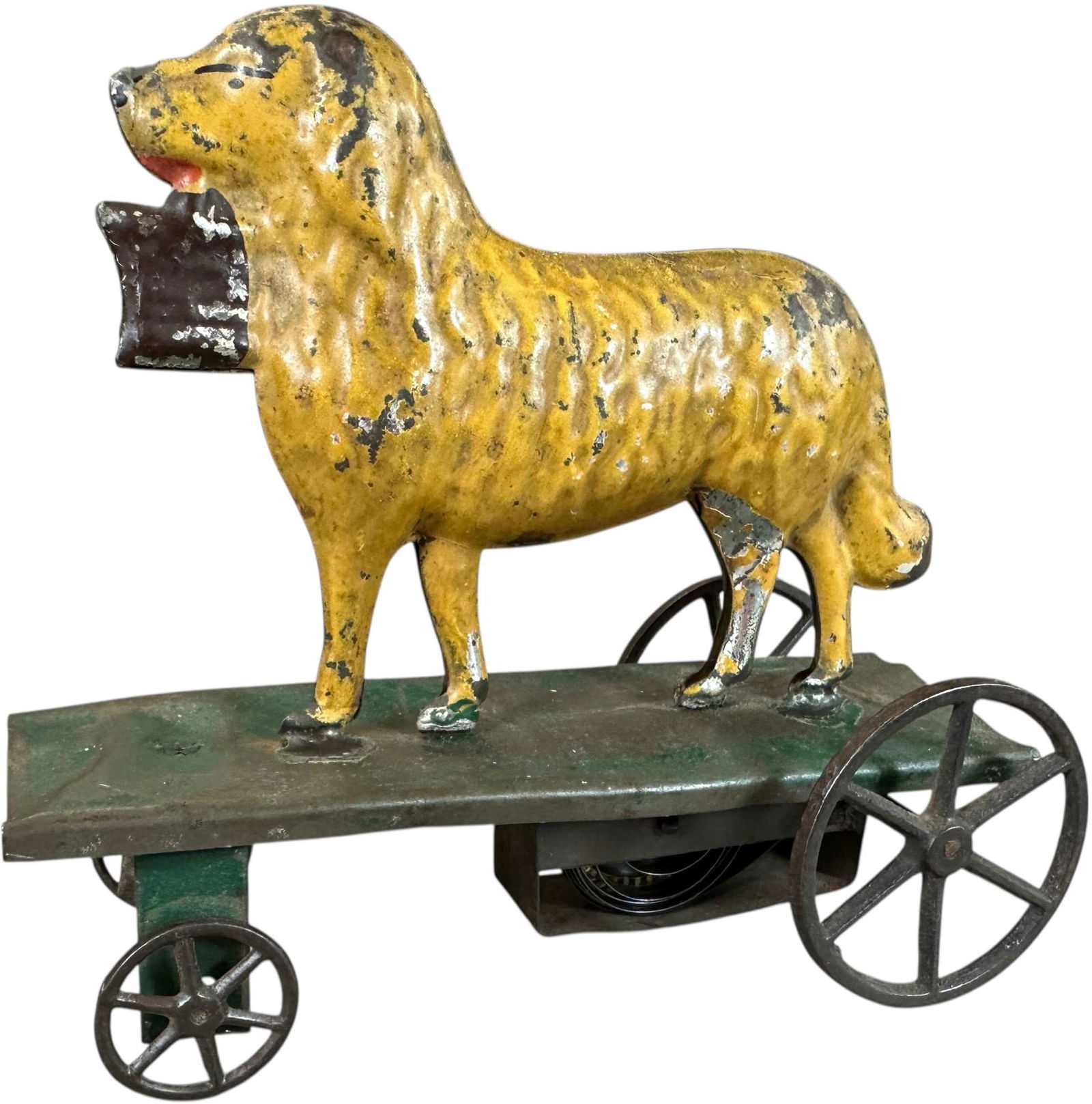 ALTHOF BERGMANN DOG CLOCKWORK TOY: 391. ALTHOF BERGMANN DOG CLOCKWORK TOY | Provenance: The Maloy Collection. | 6.5" l. | (Very Good to Excellent Condition) | $600 - $1,000