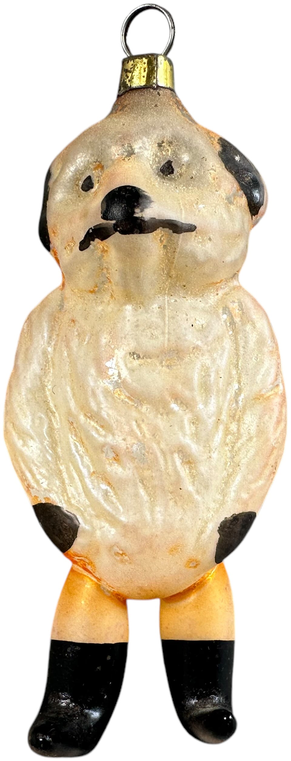 BEAR W/ EXTENDED LEGS GLASS ORNAMENT: 83. BEAR W/ EXTENDED LEGS GLASS ORNAMENT | Great color - brass cap. | 3.75" h. | (Excellent Condition) | $400 - $600