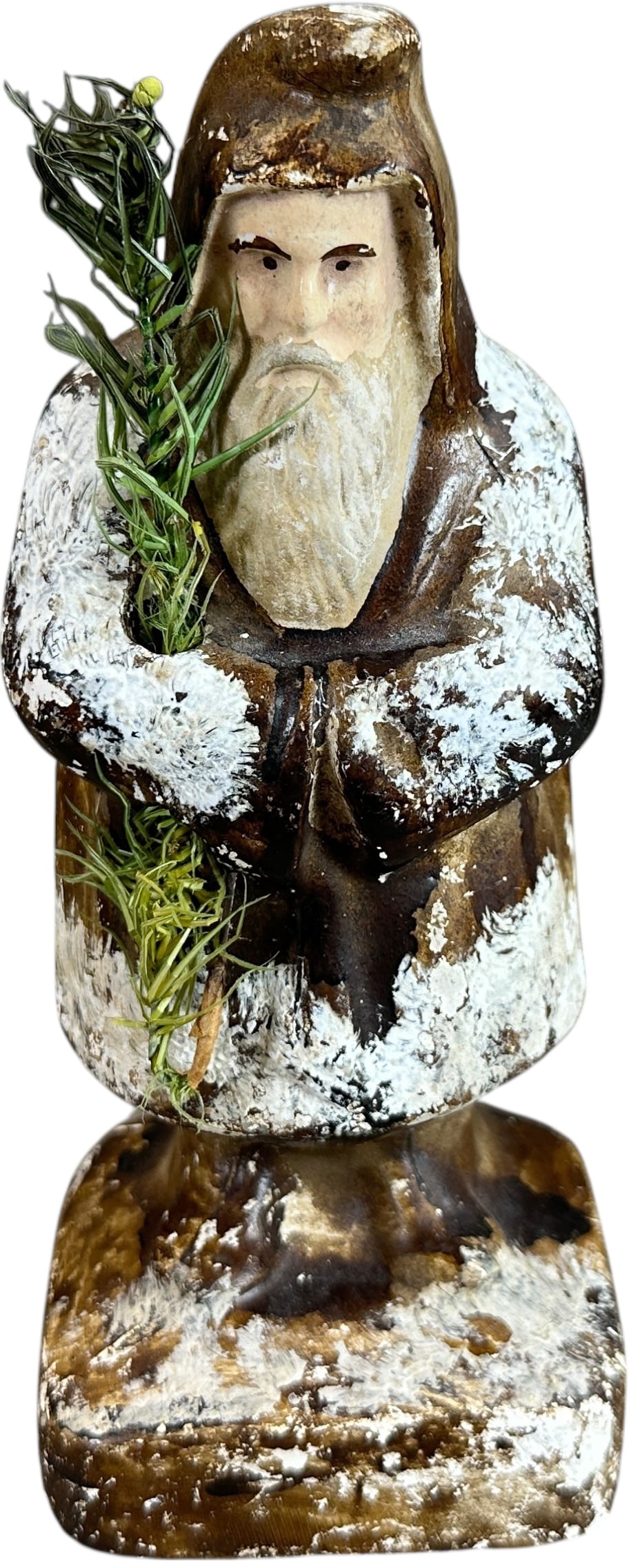 EARLY PENNSYLVANIA CHALK BELSNICKLE: 127. EARLY PENNSYLVANIA CHALK BELSNICKLE | Incredible early molded Santa piece. Provenance: Ed & Brenda DeGarbolewski Collection. | 8" h. | (Excellent Condition) | $1,200 - $2,000