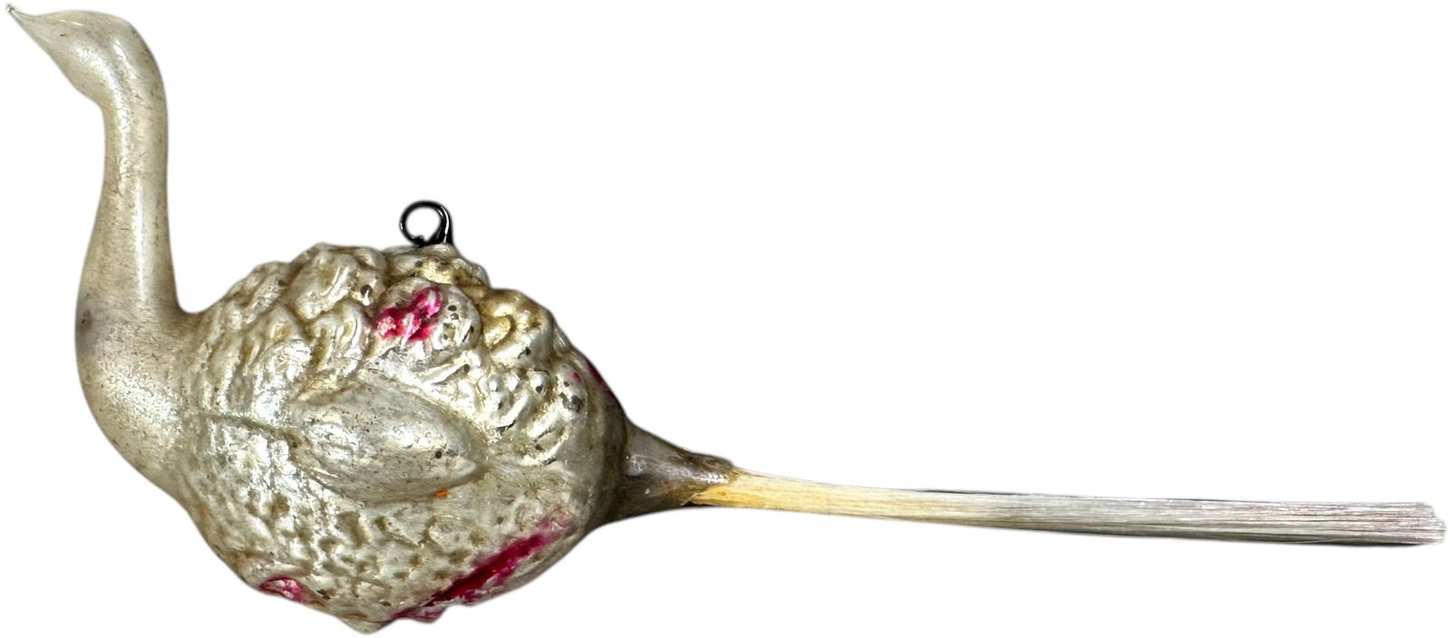 BIRD W/ FACE ON BREAST GLASS ORNAMENT: 140. BIRD W/ FACE ON BREAST GLASS ORNAMENT | Rare image. | 6" h. | (Excellent Condition) | $400 - $700