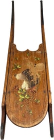EARLY WOODEN CHILDS SLED W/ PAINTED DOG