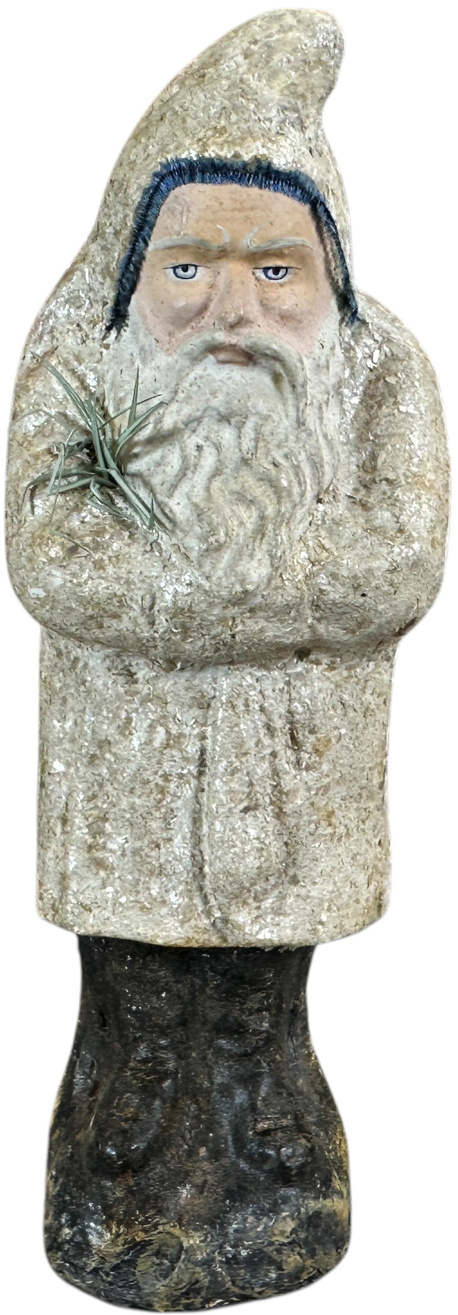 BELSNICKLE W/ WHITE COAT: 161. BELSNICKLE W/ WHITE COAT | A calm looking face. | 8" h. | Crack to one side of hood is masterfully repaired, displays in (Excellent Condition) | $800 - $1,400