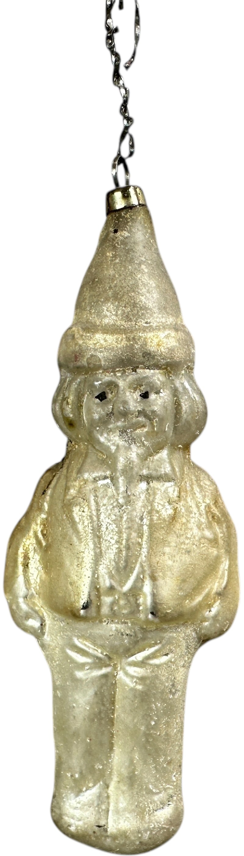 EARLY TALL MAN GLASS ORNAMENT: 181. EARLY TALL MAN GLASS ORNAMENT | Brass cap. | 5" h. | (Excellent Condition) | $300 - $600