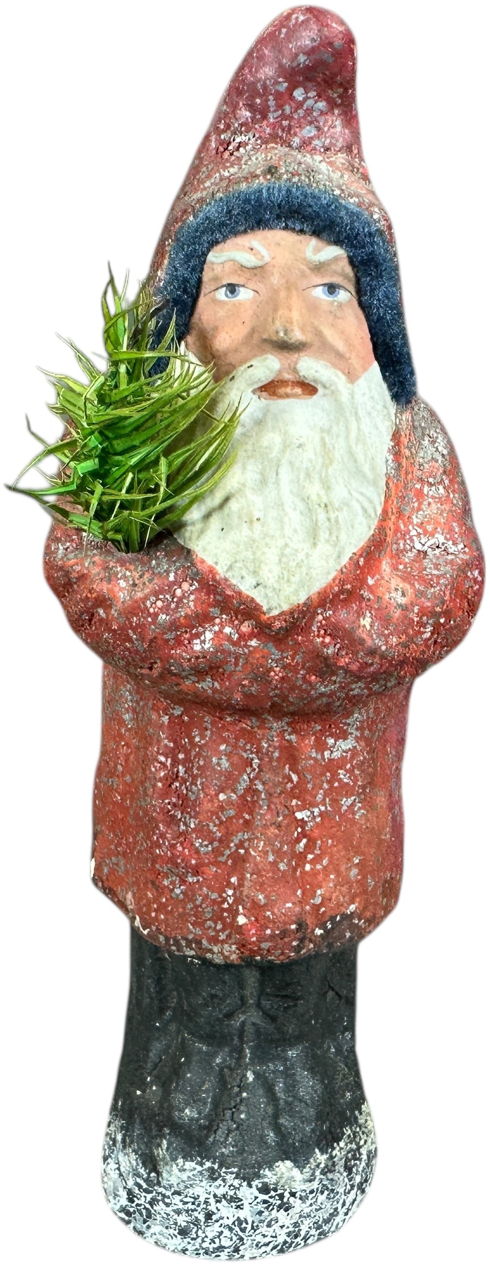 SMALL RED ROBE BELSNICKLE: 214. SMALL RED ROBE BELSNICKLE | Provenance: Linda Morrow Collection | 7" h. | Very minor enhancement to tip of hood and at seam on one side of coat, overall (Excellent Condition) | $800 - $1,400